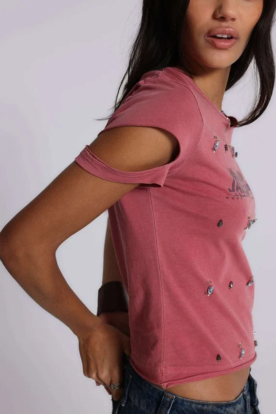 Rally Distressed Embellished Tee