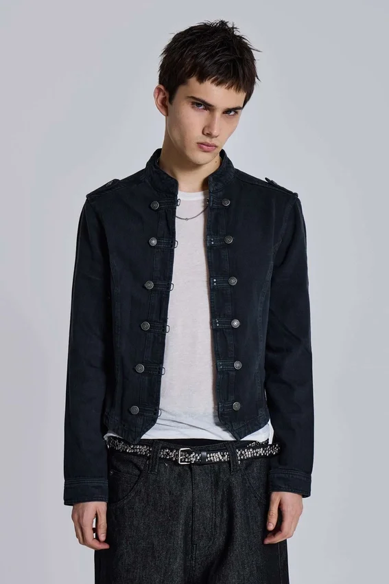 Rebel Military Jacket in Washed Black