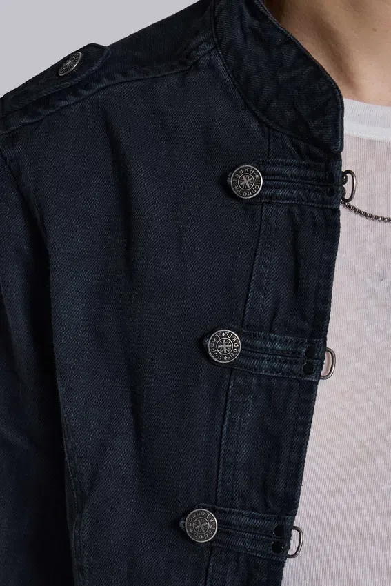 Rebel Military Jacket in Washed Black