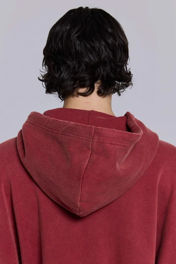 Red Sun Faded Waffle Lined Zip Hoodie