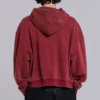 Red Sun Faded Waffle Lined Zip Hoodie