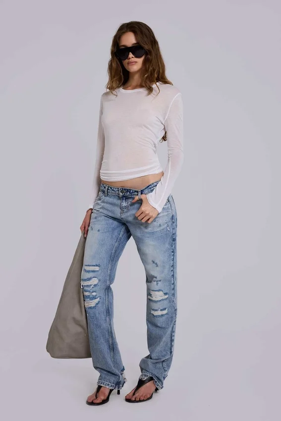 Rider Low Rise Straight Leg Jeans in Light Wash