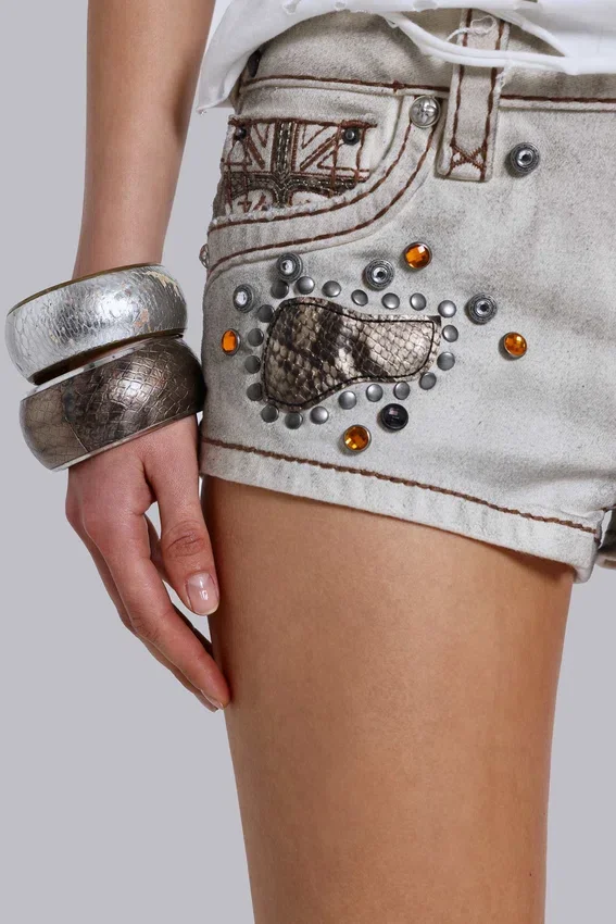 Rock Revival Dirty Studded Mini Shorts