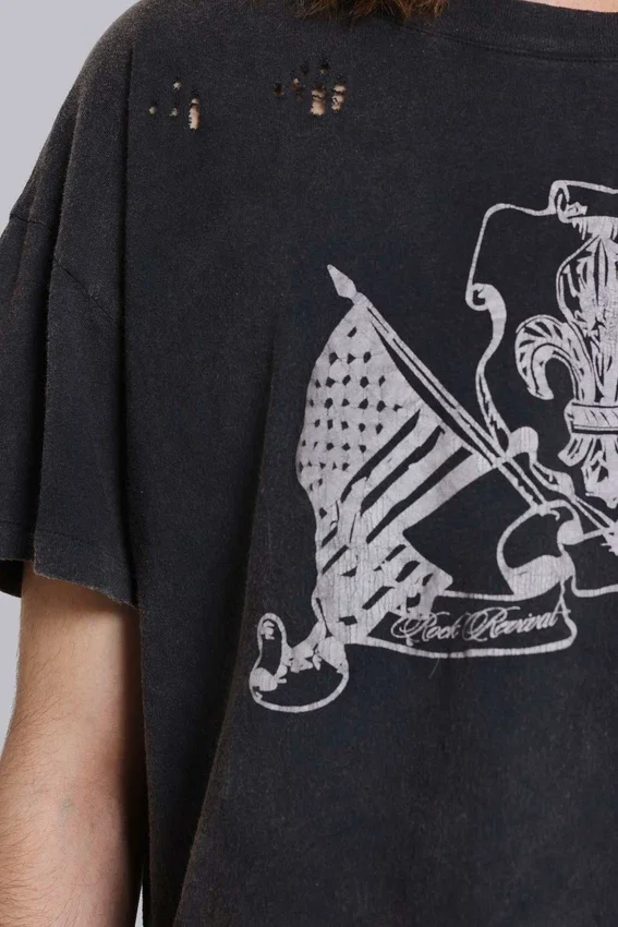 Rock Revival Distressed National Cropped T-Shirt