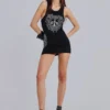 Rock Revival Rhinestone Fleur de Lis Vest Mini Dress