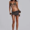 Rosario Beaded Fringe Asymmetric Mini Skirt