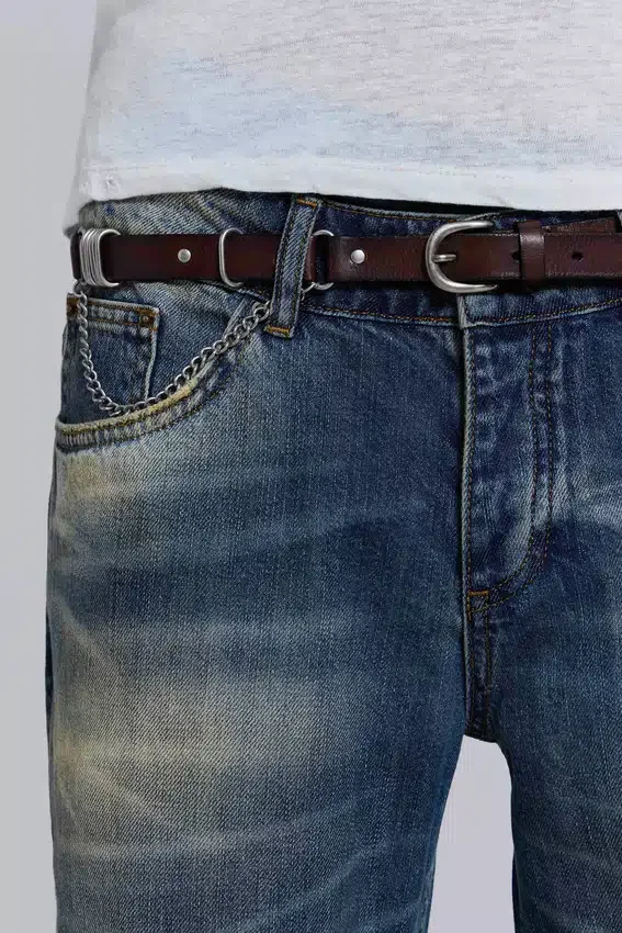 Saddle Skinny Brown Leather Belt