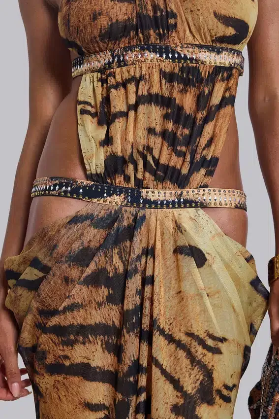Saffra Cut Out Maxi Dress in Tiger