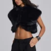 Saskia 2-in-1 Faux Fur Shrug in Black