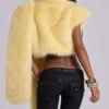 Saskia 2-in-1 Faux Fur Shrug in Yellow