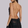 Shadea Applique Lace Mini Dress in Black