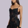 Shadea Applique Lace Mini Dress in Black