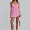 Shadea Applique Lace Mini Dress in Pink