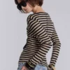 Sheer Henley Top In Stripe