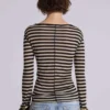 Sheer Henley Top In Stripe