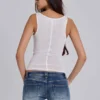 Sheer Henley Vest in White