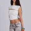 Solira Button Cut Out Top