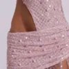Stellar Asymmetric Hand Beaded Maxi Dress in Pink