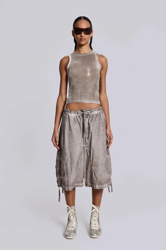 Stone Oil Wash Parachute Shorts