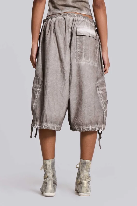 Stone Oil Wash Parachute Shorts