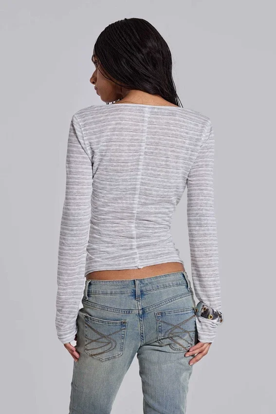 Stripe Mist Henley Top