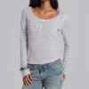 Stripe Mist Henley Top