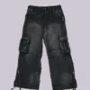 Sun Faded Black Trooper Cargo Pants