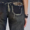 Tori Distressed Lace Low Rise Bootcut Jeans