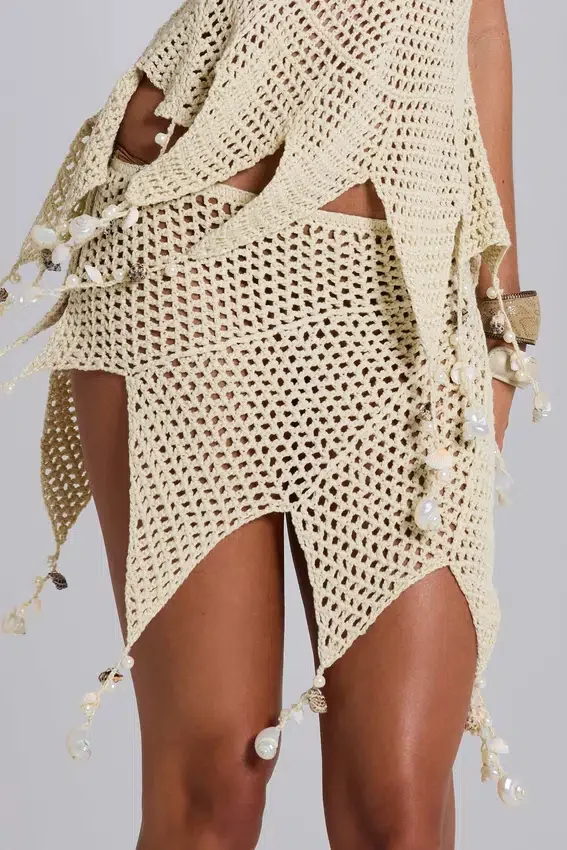 Ursule Crochet Mini Skirt with Real Shells