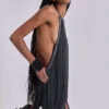 Vadra Backless Fringe Mini Dress