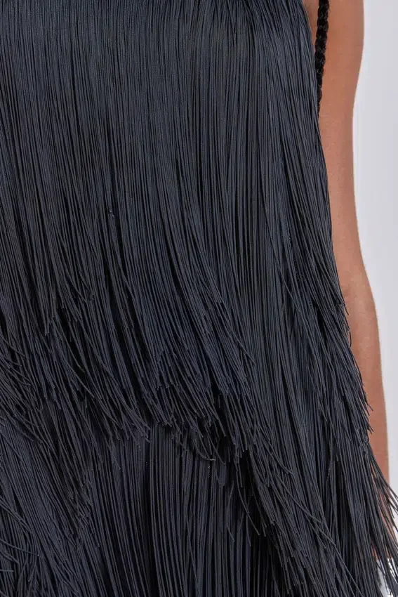 Vadra Backless Fringe Mini Dress