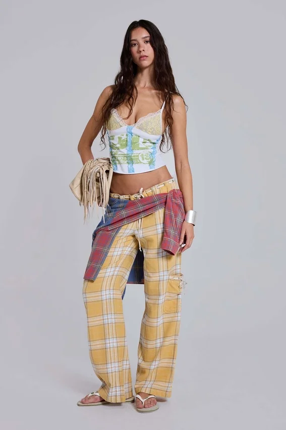 Vellora Low Rise Check Trousers