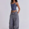 Vintage Grey Parachute Cargo Pants