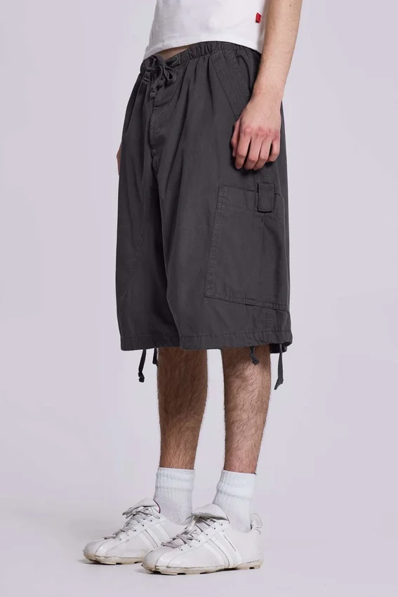 Vintage Grey Parachute Cargo Shorts