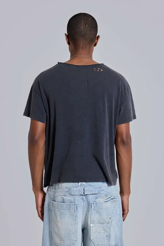 Washed Black Cropped Moth T-Shirt