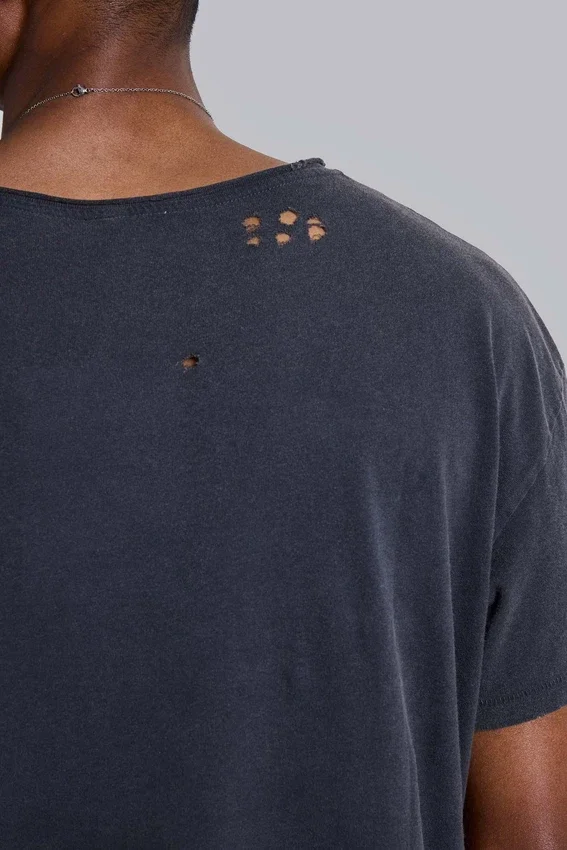 Washed Black Cropped Moth T-Shirt