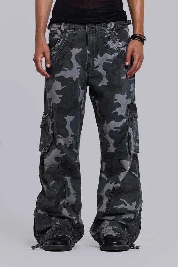 Washed Black Trooper Camo Cargo Pant