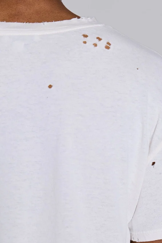 White Etching Cropped T-Shirt