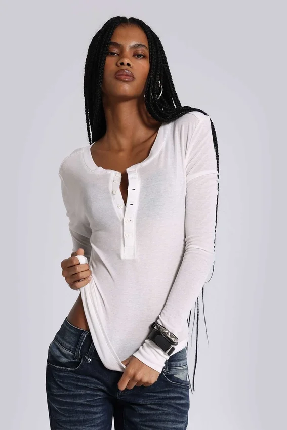 White Haze Henley Top