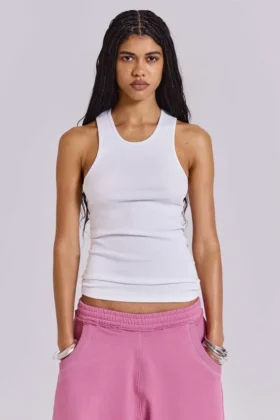 White Rib Longline Vest