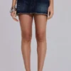 Zadie Denim Cut Off Mini Skirt in Dark Wash