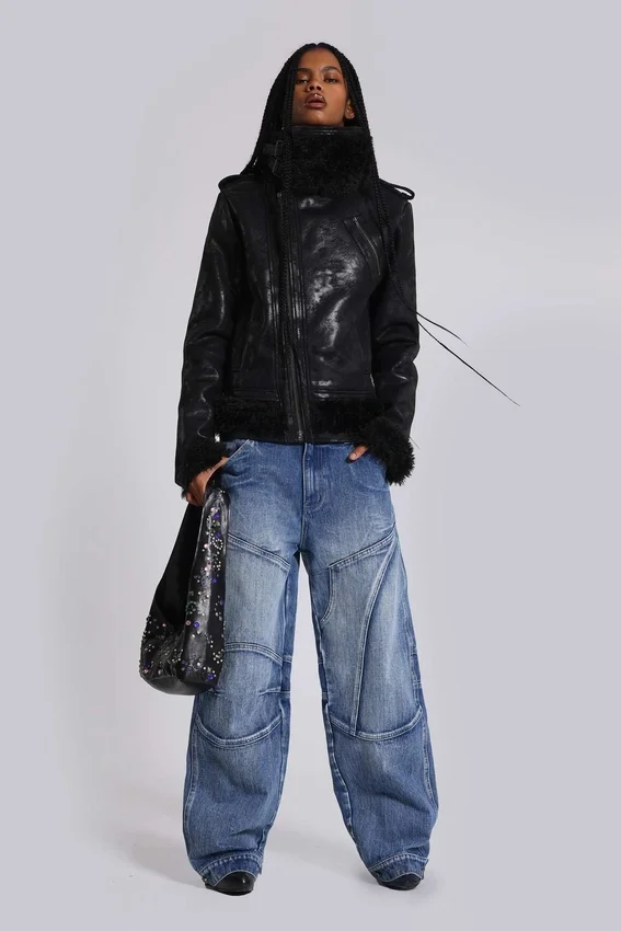 Zae Panelled Low Rise Baggy Jeans