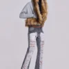 Zain Shredded Bootcut Jeans in Grey