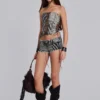 Zebra Denim Hot Pants